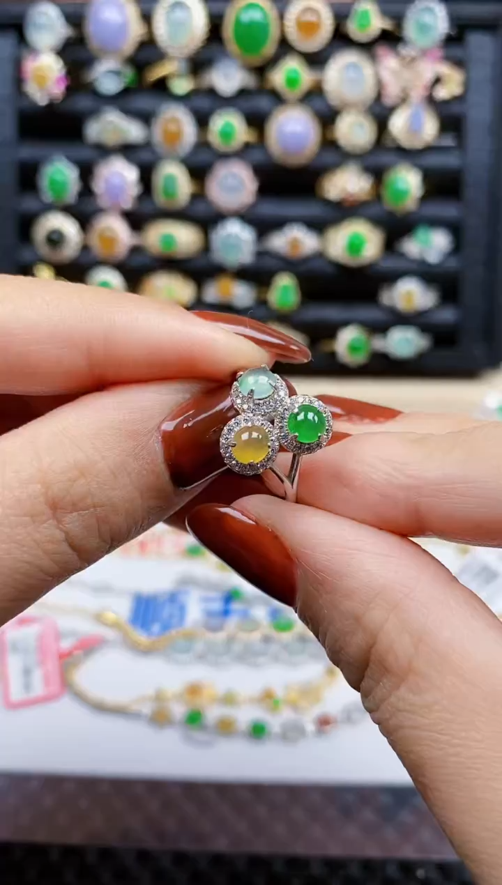 银S925镶嵌戒指翡翠272