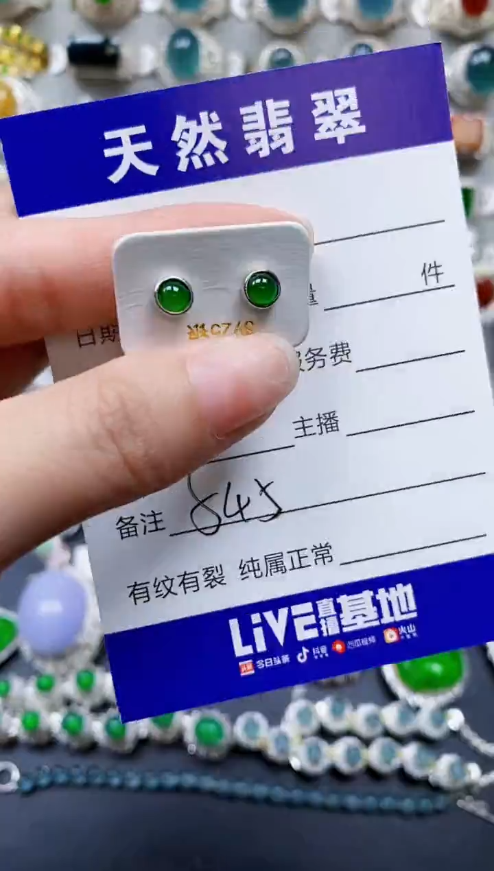 【闪购商品】翡翠银S925镶嵌耳饰0545