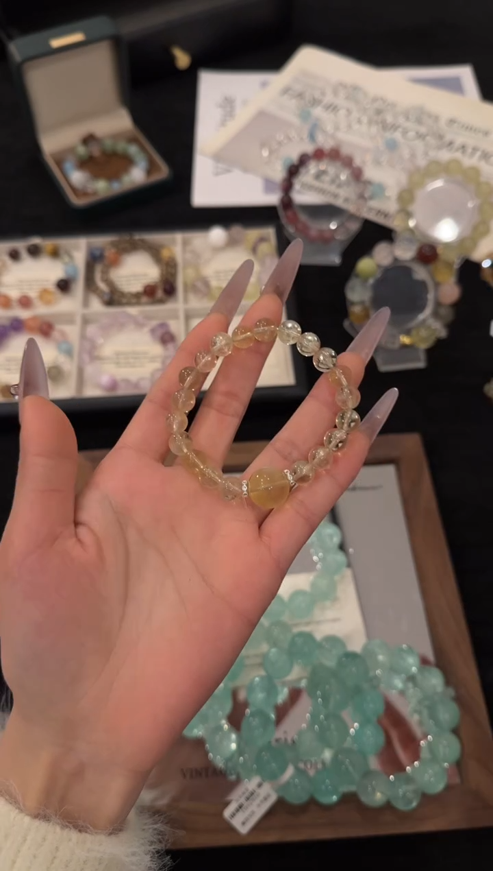 合金手链水晶黄水晶x3414