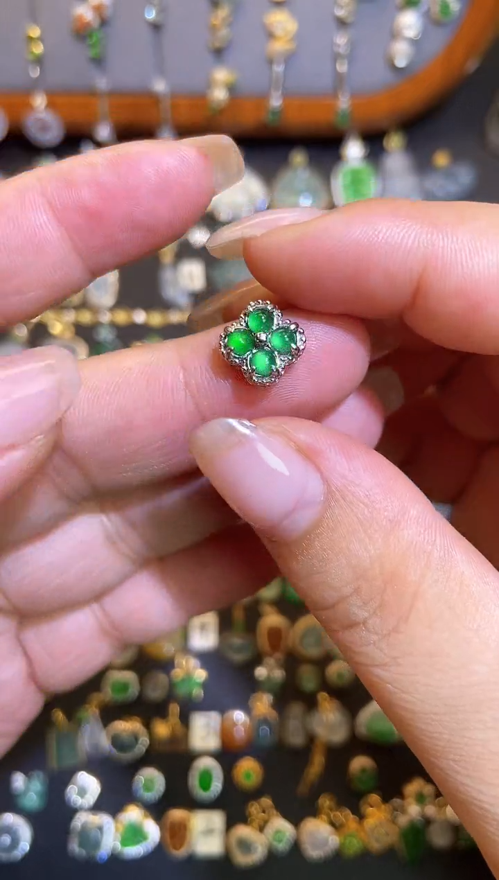 翡翠银S925镶嵌吊坠(不含链)1