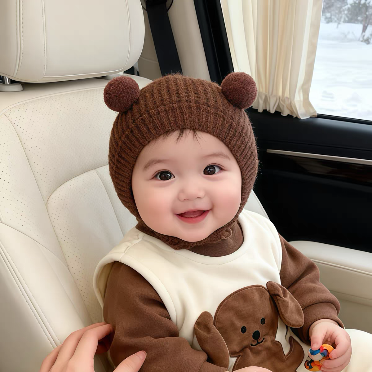 婴儿帽子冬天毛线帽可爱韩版洋气加厚保暖针织护耳帽宝宝防风帽潮