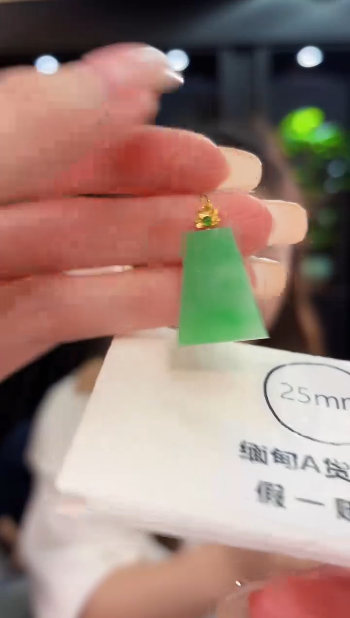翡翠18K金镶嵌颈饰 缅料A货/支持复检/一件