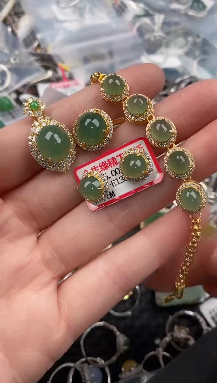 银S925镶嵌戒指翡翠444              5