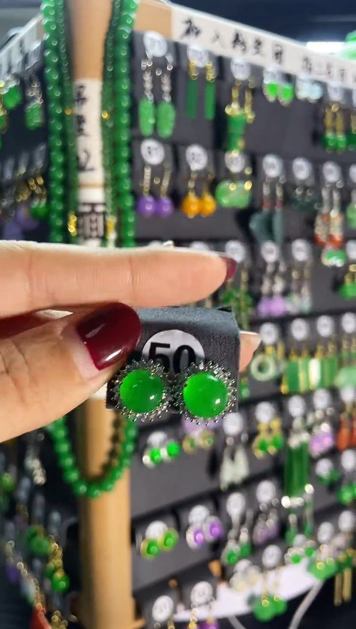 【闪购商品】翡翠耳饰银S925镶嵌50..