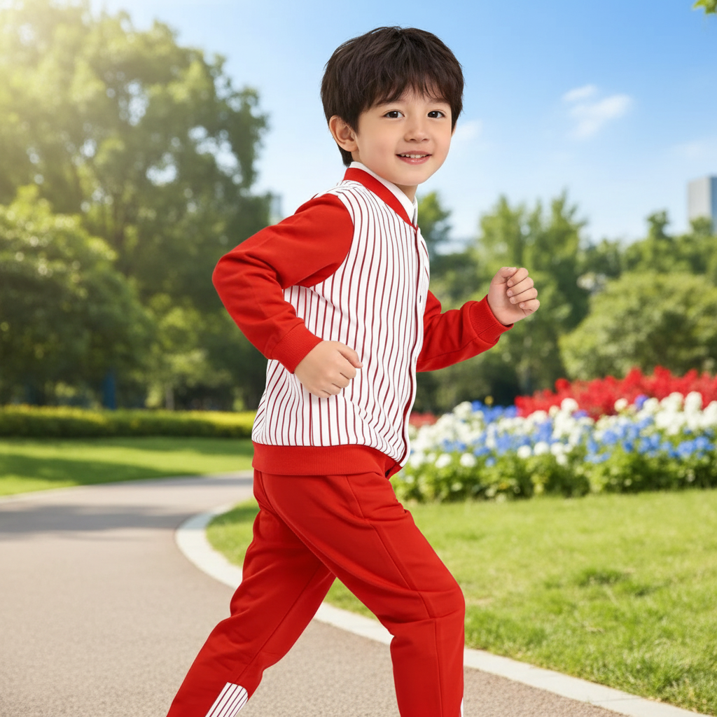 春秋运动风通用校服长裤幼儿园园服女童学生班服长袖学院风纯棉