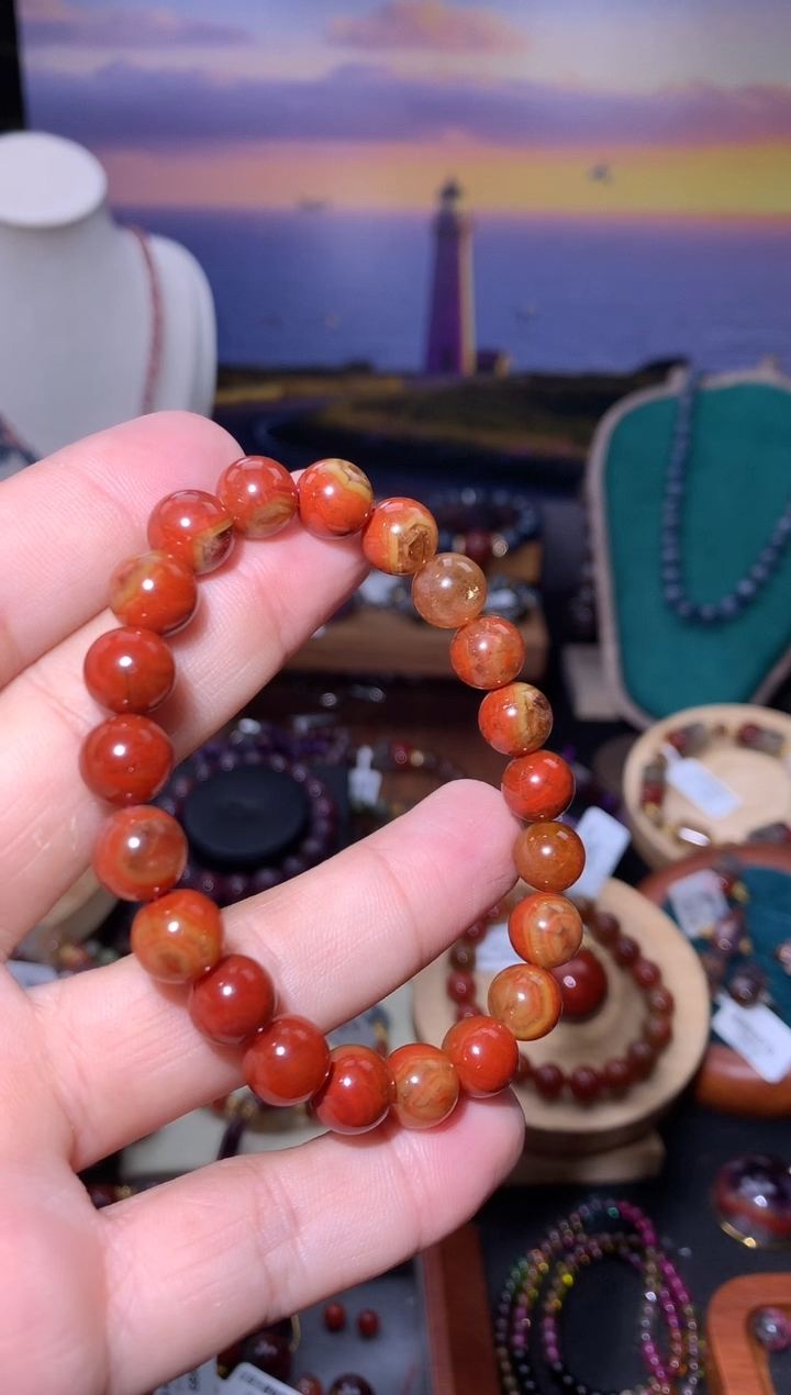 未镶嵌珠宝半成品水晶?****?红极光黄金天眼手串