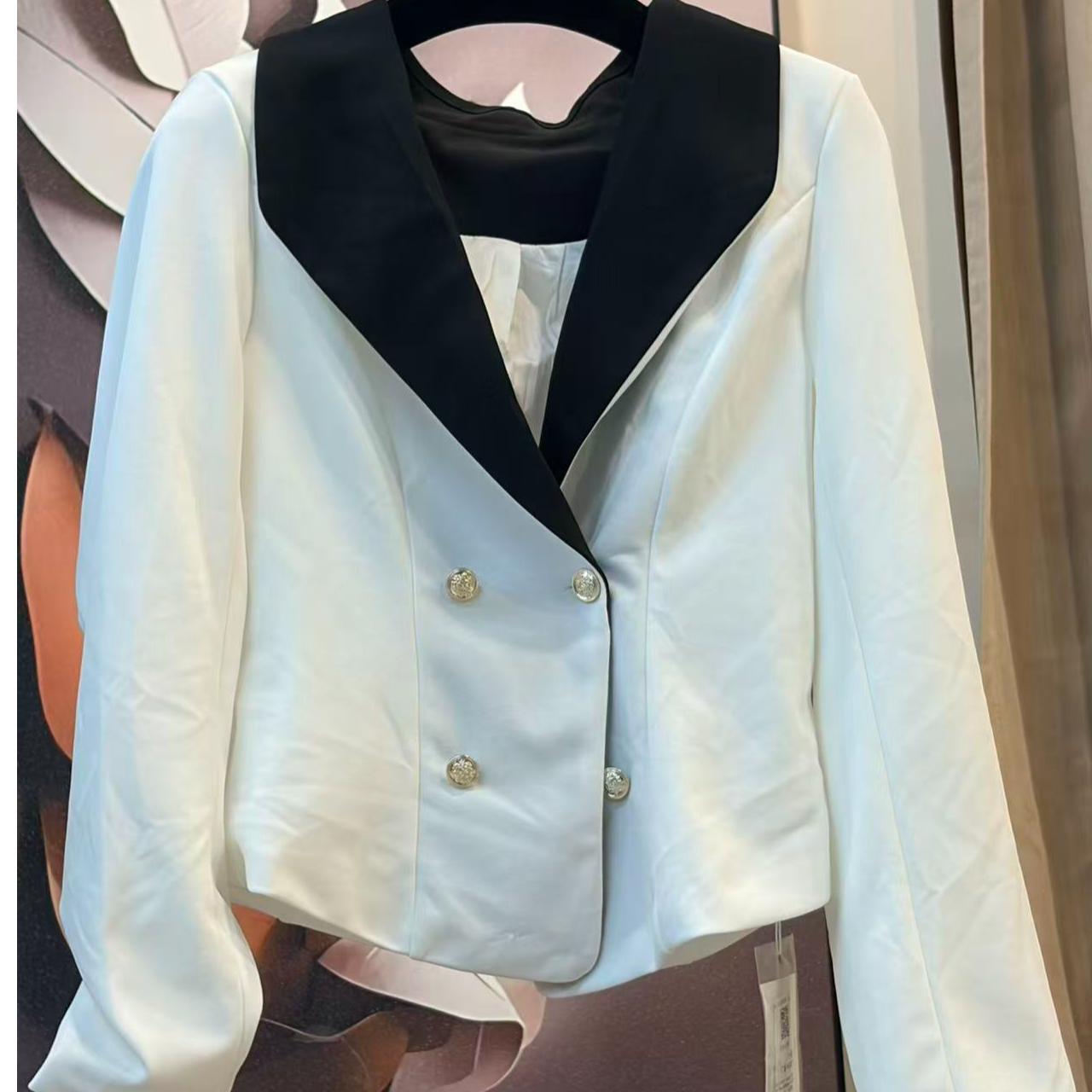 修身型女休闲风宽松型常规短外套拼接短款撞色女装