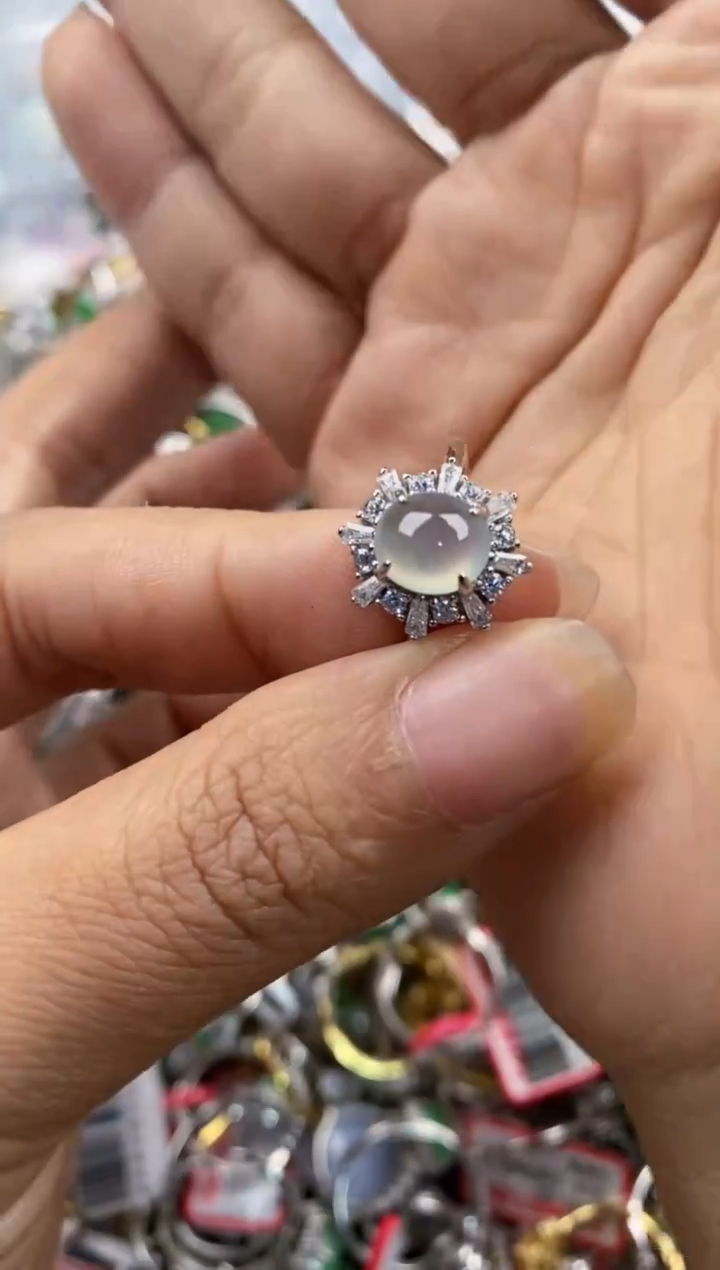 银S925镶嵌戒指翡翠222              4