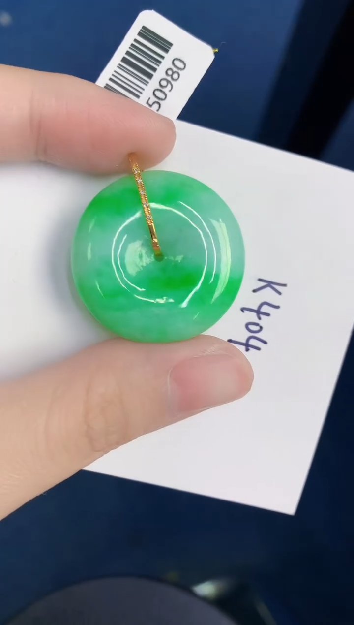 颈饰18K金镶嵌翡翠天然翡翠缅甸A货