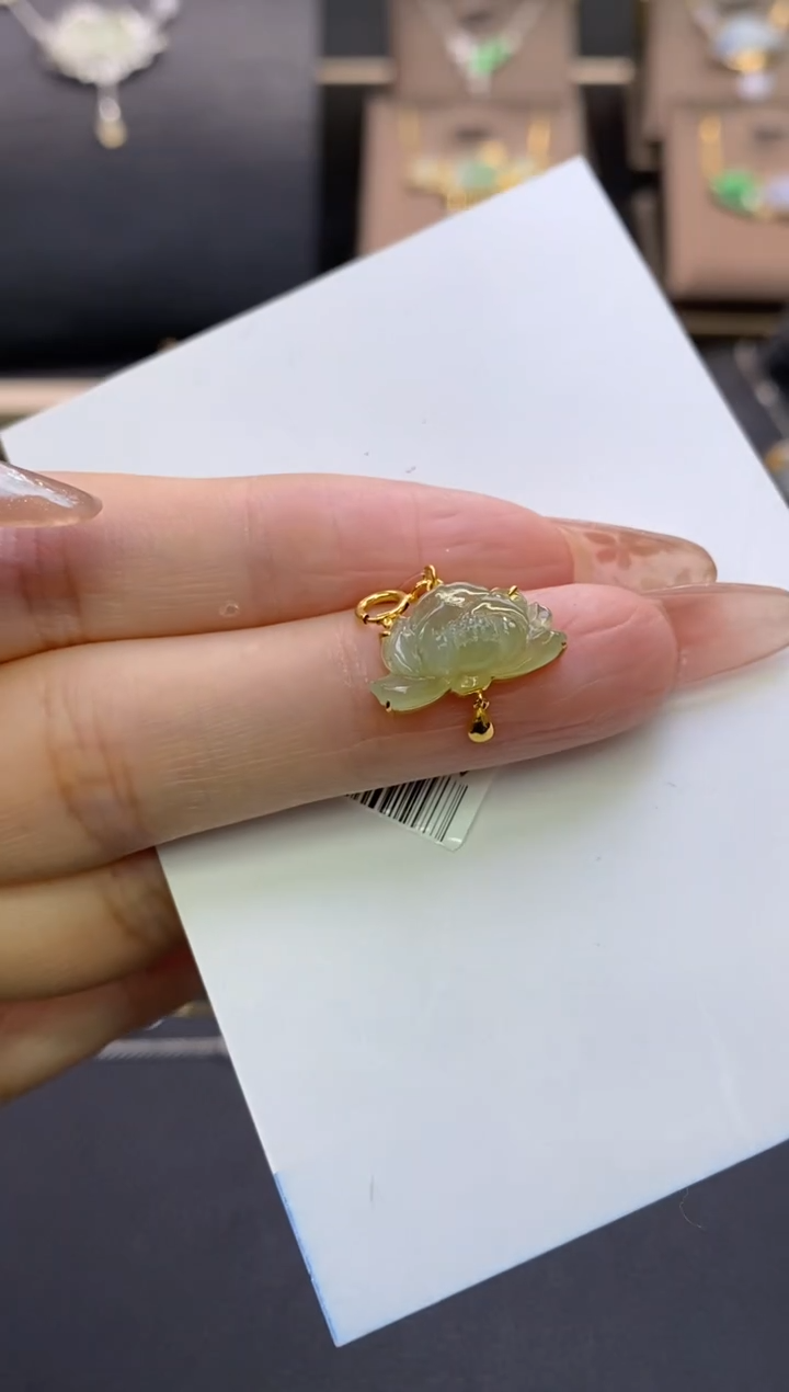 【闪购商品】翡翠颈饰18K金镶嵌净货12315