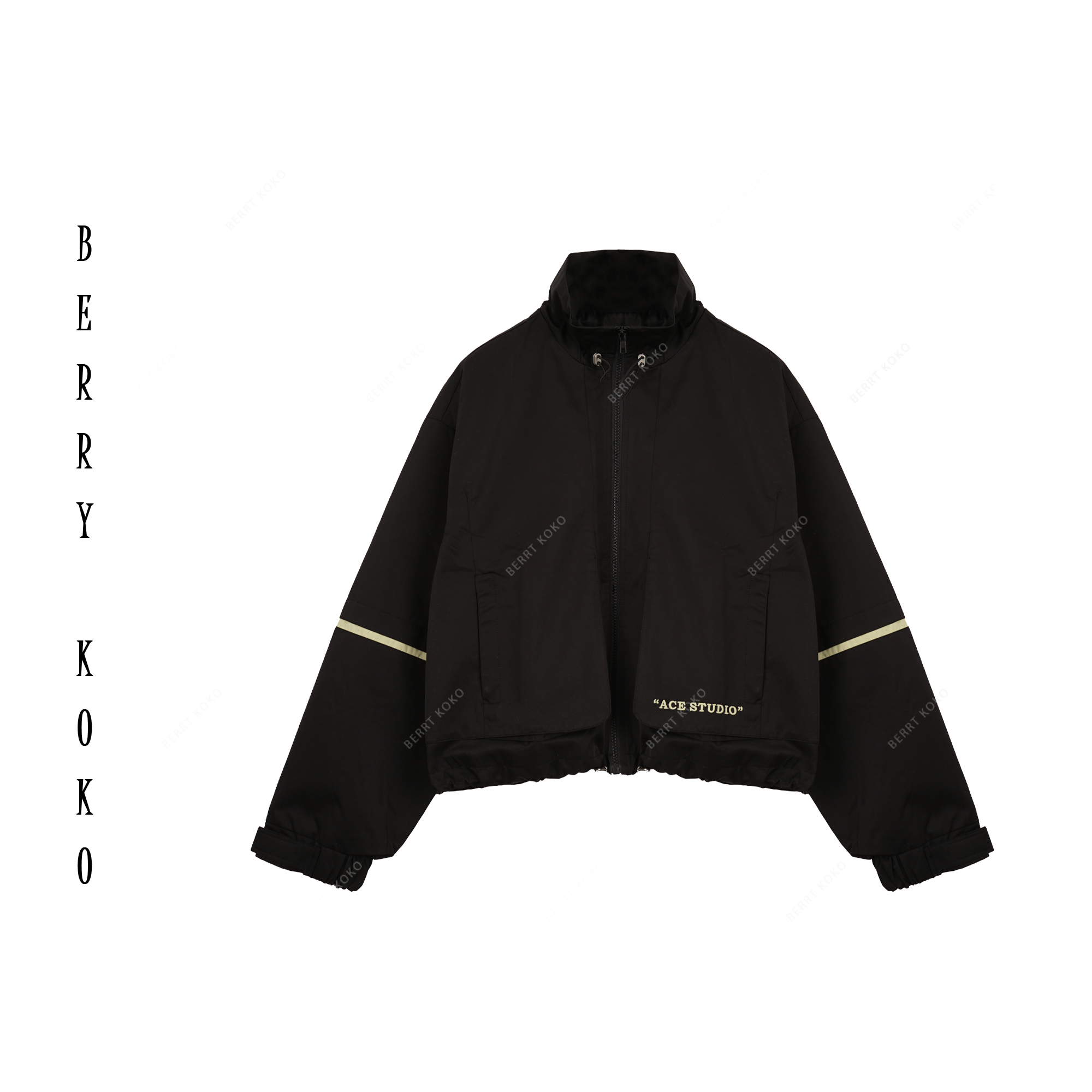 2025早春新款运动户外立领休闲运动百搭短外套黑色宽松拼接简约