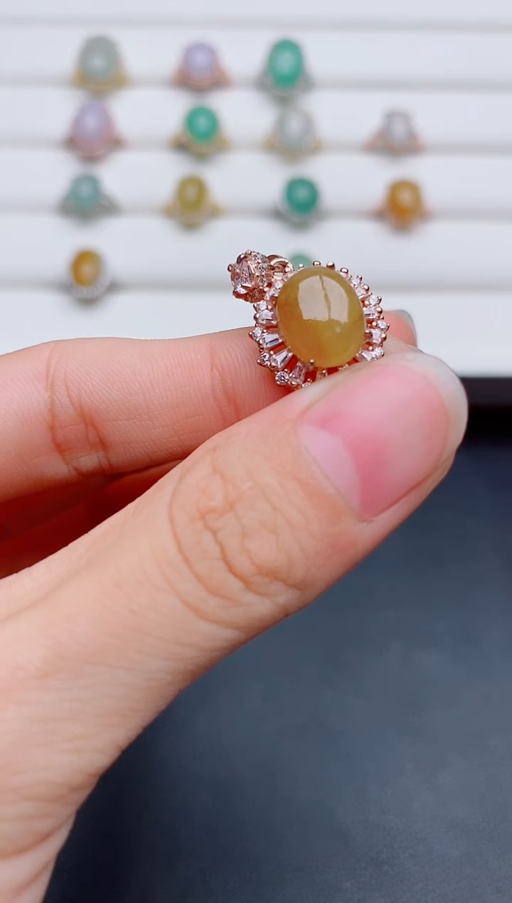 银S925镶嵌戒指翡翠1