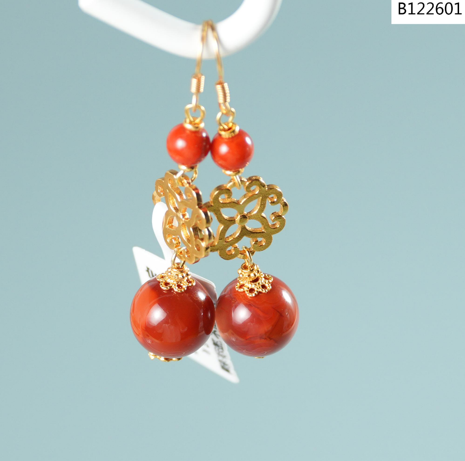 【老掌柜讲珠宝】南红耳环 B122601