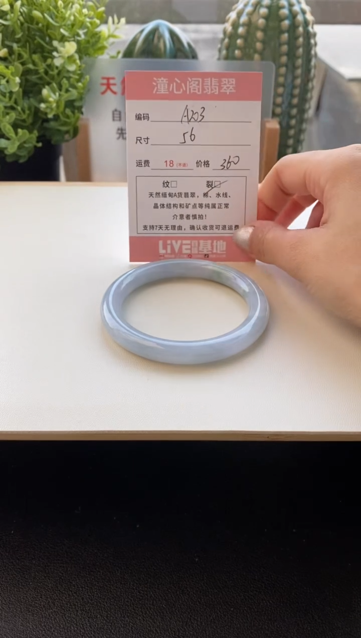 未镶嵌手镯翡翠圈口56.5编码A203