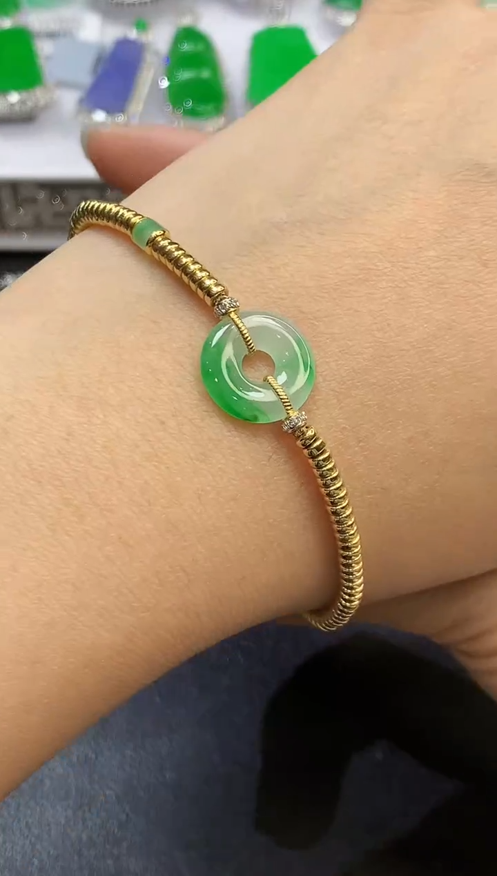 【闪购商品】翡翠手链18K金镶嵌1262  