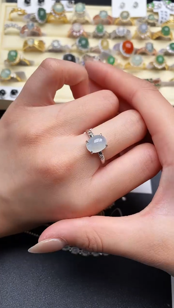 【闪购商品】翡翠戒指银S925镶嵌222222222+9