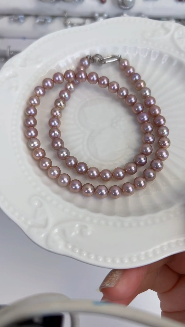 【闪购商品】淡水珍珠项链银S925镶嵌金属色