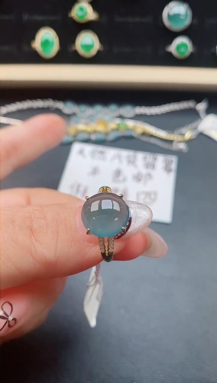 翡翠戒指银S925镶嵌321312