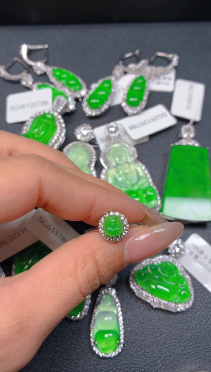 吊坠(不含链)银S925镶嵌翡翠1