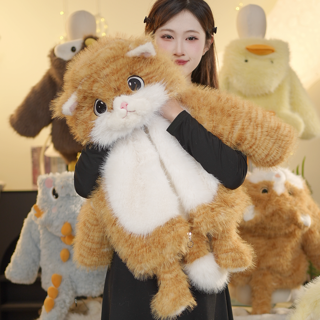 MH亲子男女童冬毛绒毛茸茸萌宝狸花猫草草冬季保暖加厚外套