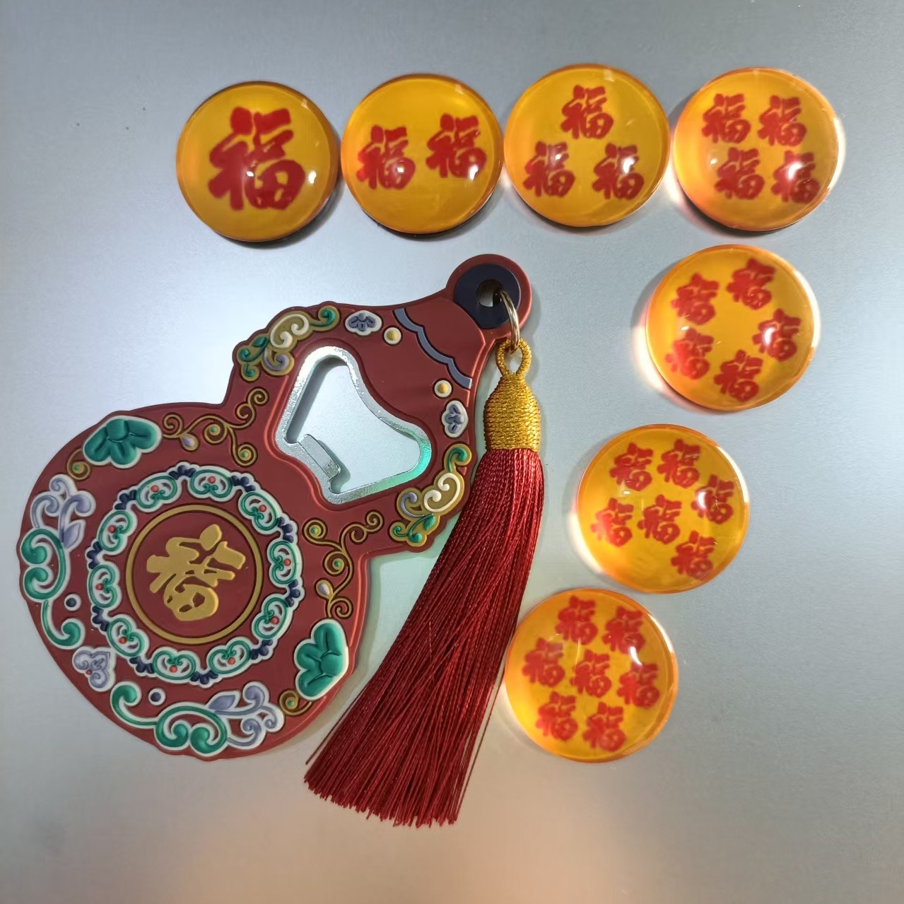 龙珠磁吸葫芦装饰简约福字龙珠冰箱贴3cm磁铁透明贴纸圆形龙珠