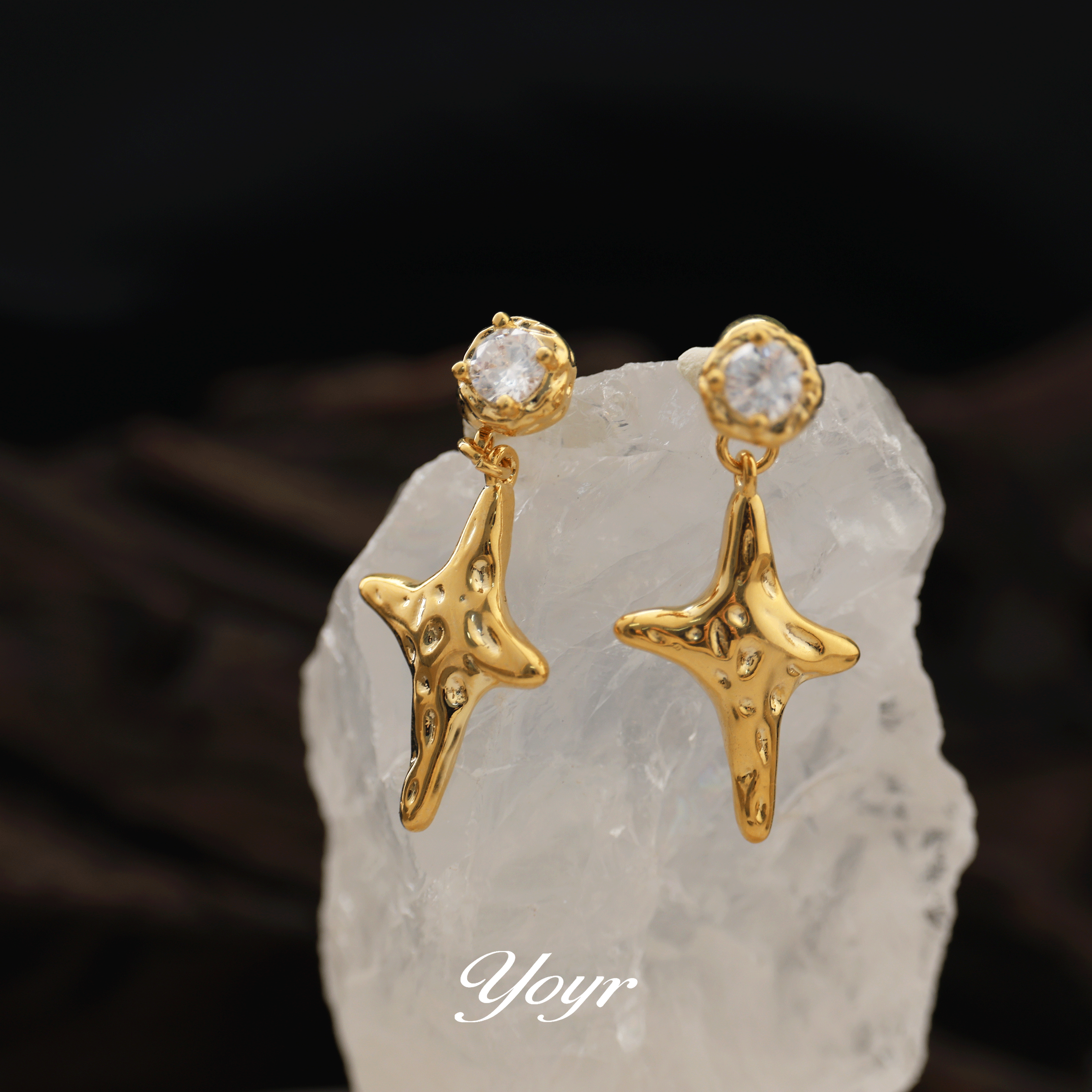 YOYR 黄铜耳饰 熔岩星光耳钉新款气质轻奢减龄百搭设计师不规则女