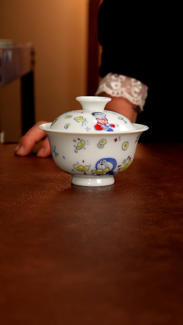 摆件陶景德镇瓷器，明成化青花瓷手绘茶具~