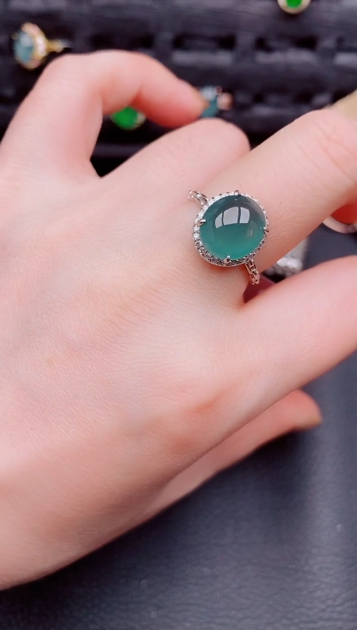 【闪购商品】翡翠戒指银S925镶嵌天然a货翡翠709