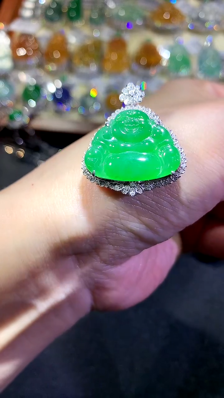 【闪购商品】翡翠吊坠(不含链)18K金镶嵌302-佛公