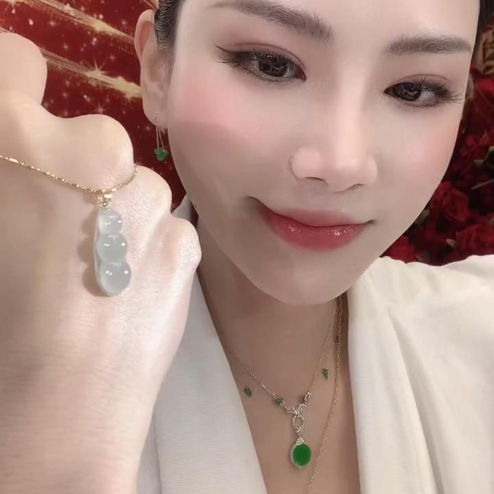【云中意】18K金 翡翠豆子吊坠（不含链）- 多样性发一件 ty