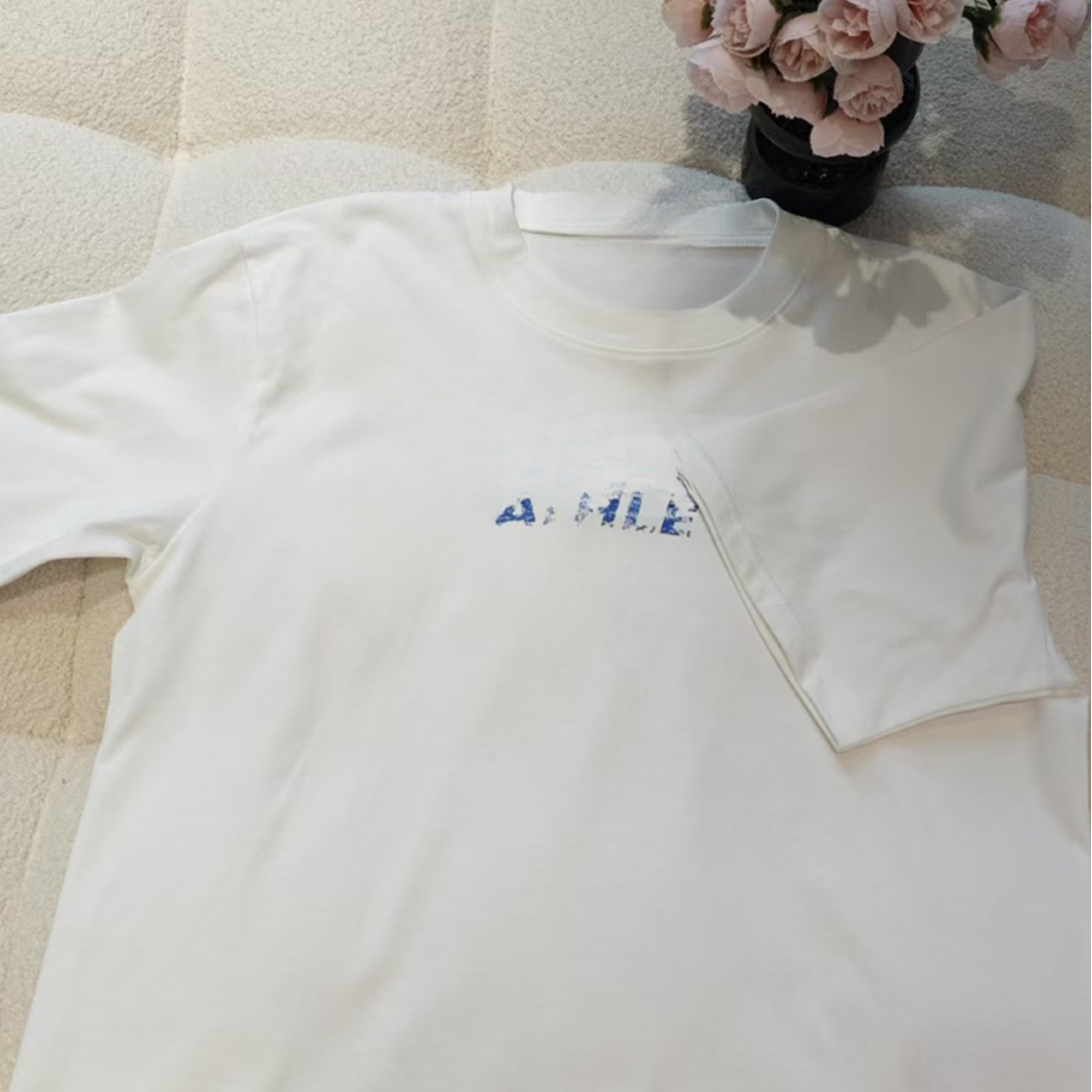 时尚简约圆领短袖印花T恤5308