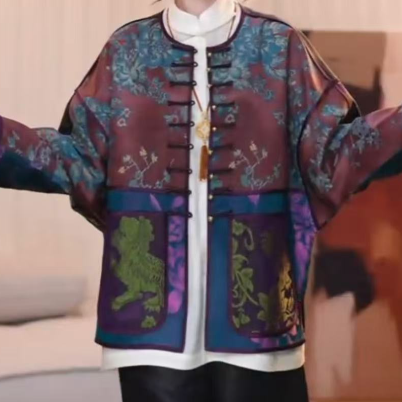 『凝温』新中式复古显瘦宽松国风重工休闲时尚百搭气质外套