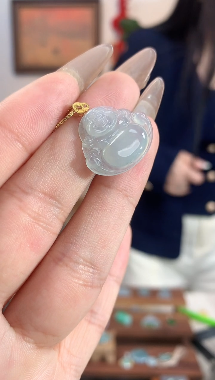 【闪购商品】翡翠吊坠(不含链)18K金镶嵌佛公