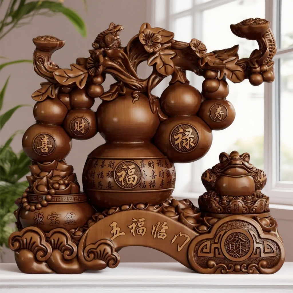 五福临门葫芦AX摆件客厅玄关办公室开业乔迁送礼高档装饰