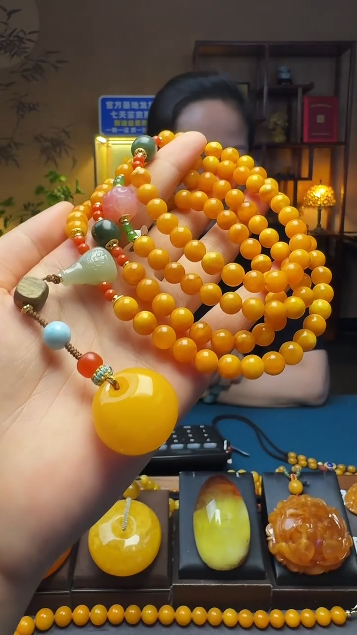 蜜蜡毛衣链未镶嵌蜜蜡圆珠diy毛衣链