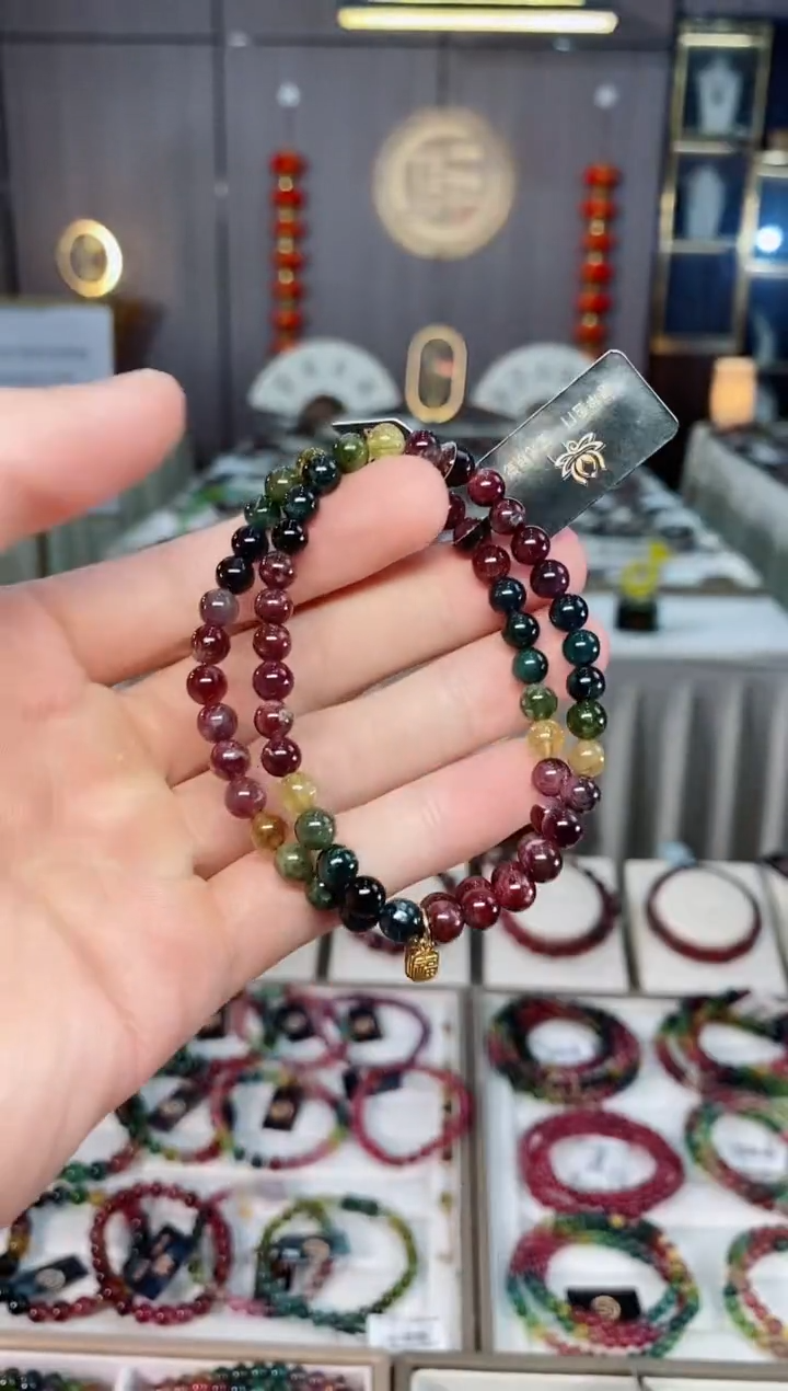 未镶嵌老矿碧玺单圈手串5mm+碧玺xion多样性发货一条