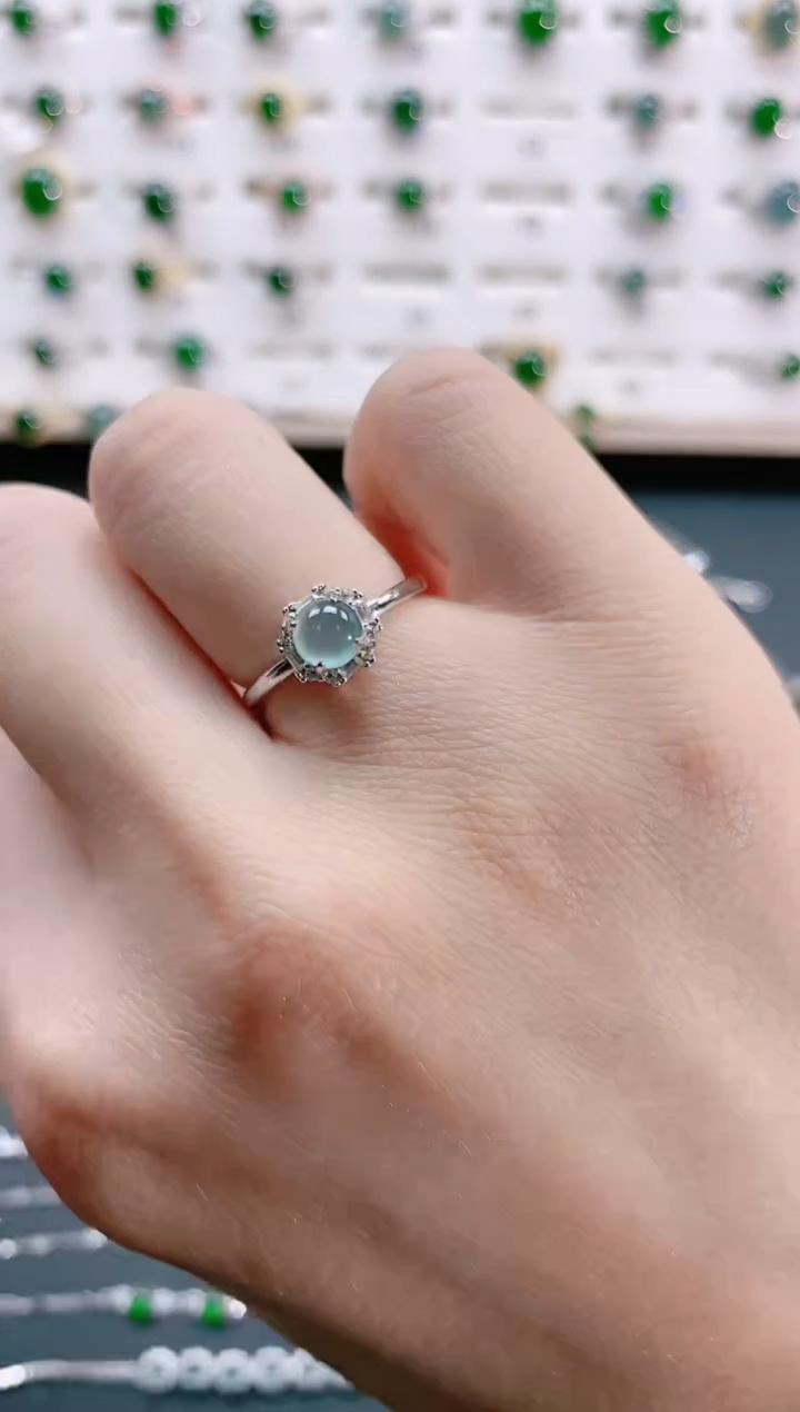 【闪购商品】翡翠戒指银S925镶嵌天然翡翠