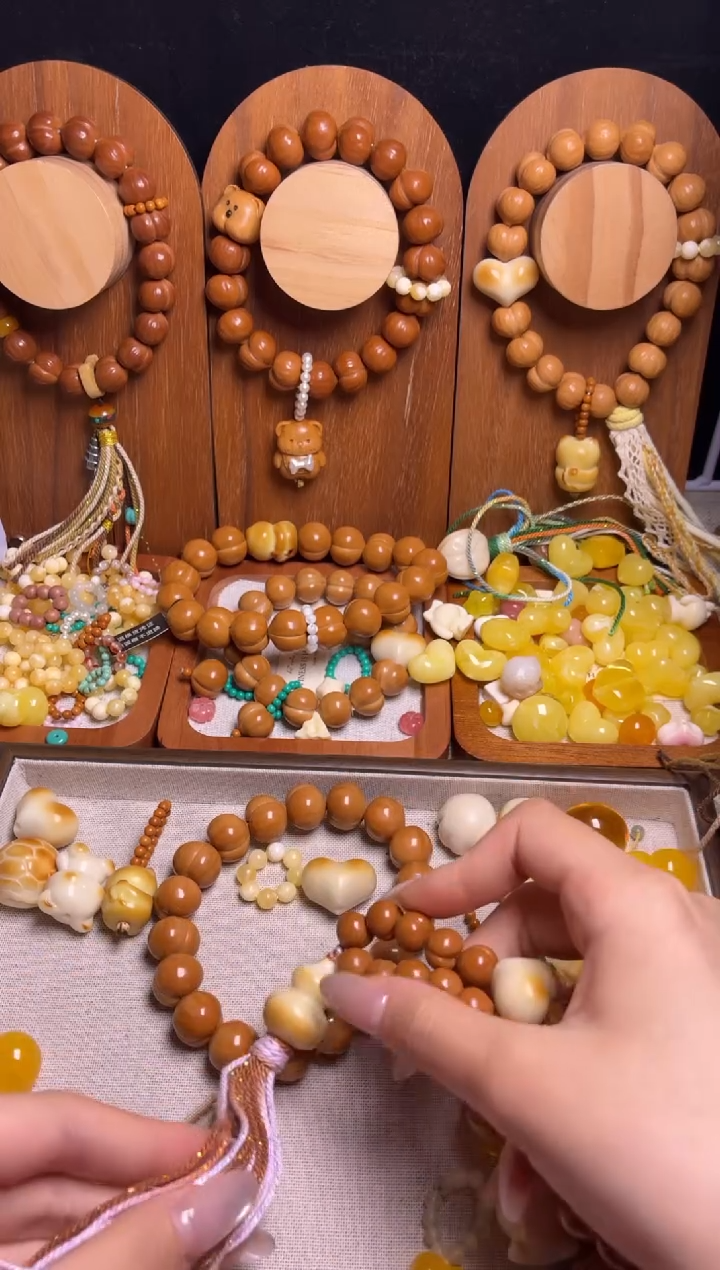 手串猴头核桃孟**-全品光面柯基俏色心黄跑环牙果葫芦三通