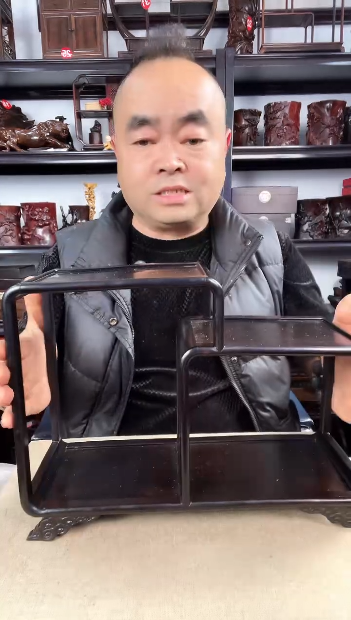 木老李红木工艺品黑二连