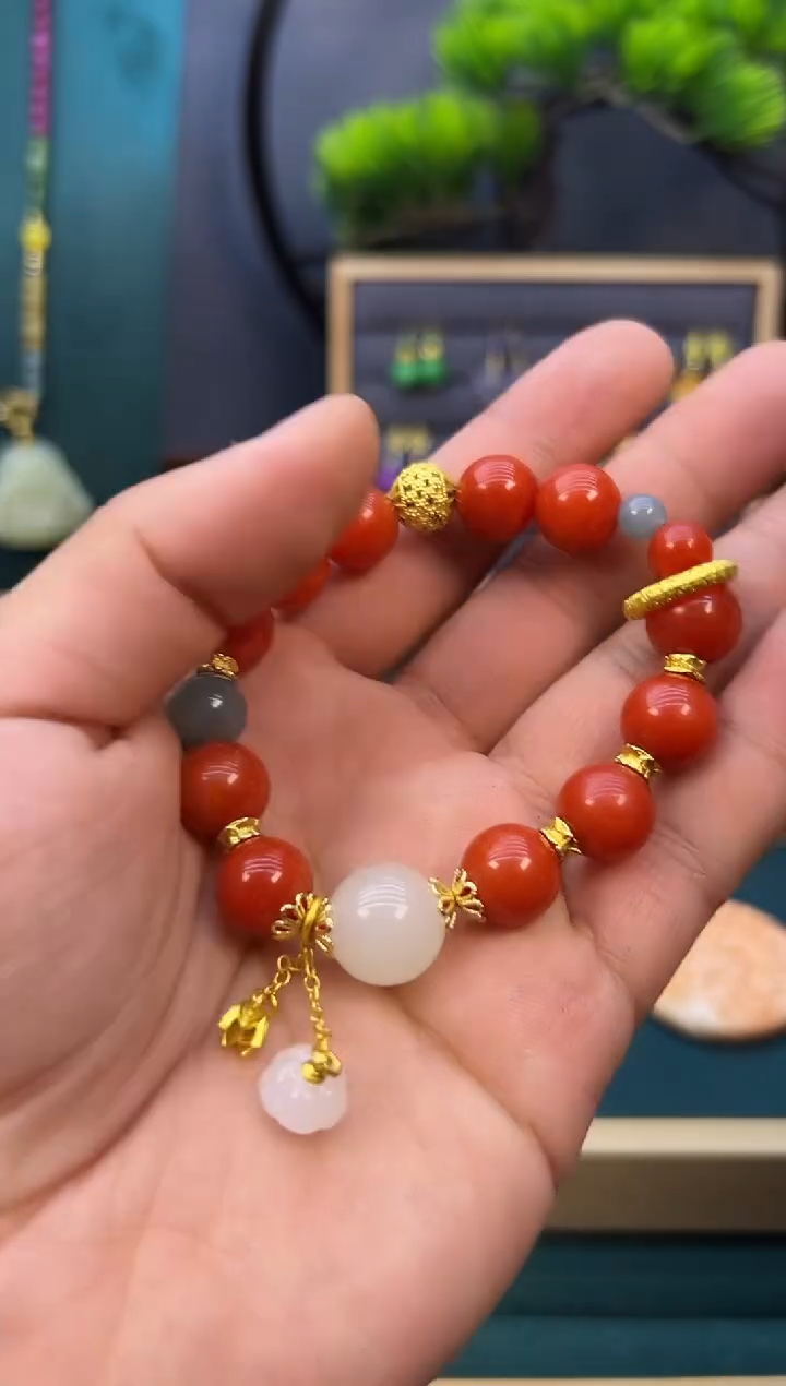 【闪购商品】玛瑙/玉髓手链14K金镶嵌S160   