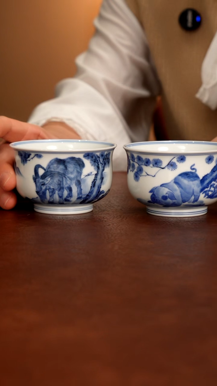 摆件陶景德镇瓷器，青花瓷手绘茶具~