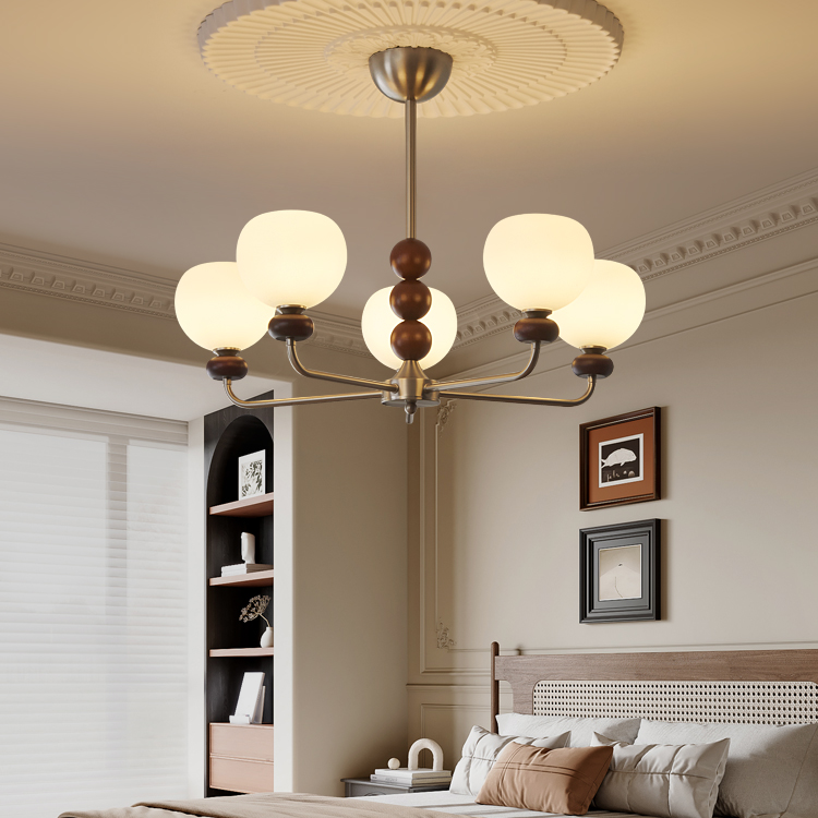 法式复古风客厅卧室吊灯玻璃中古餐厅南洋实木侘寂风温馨房间主灯