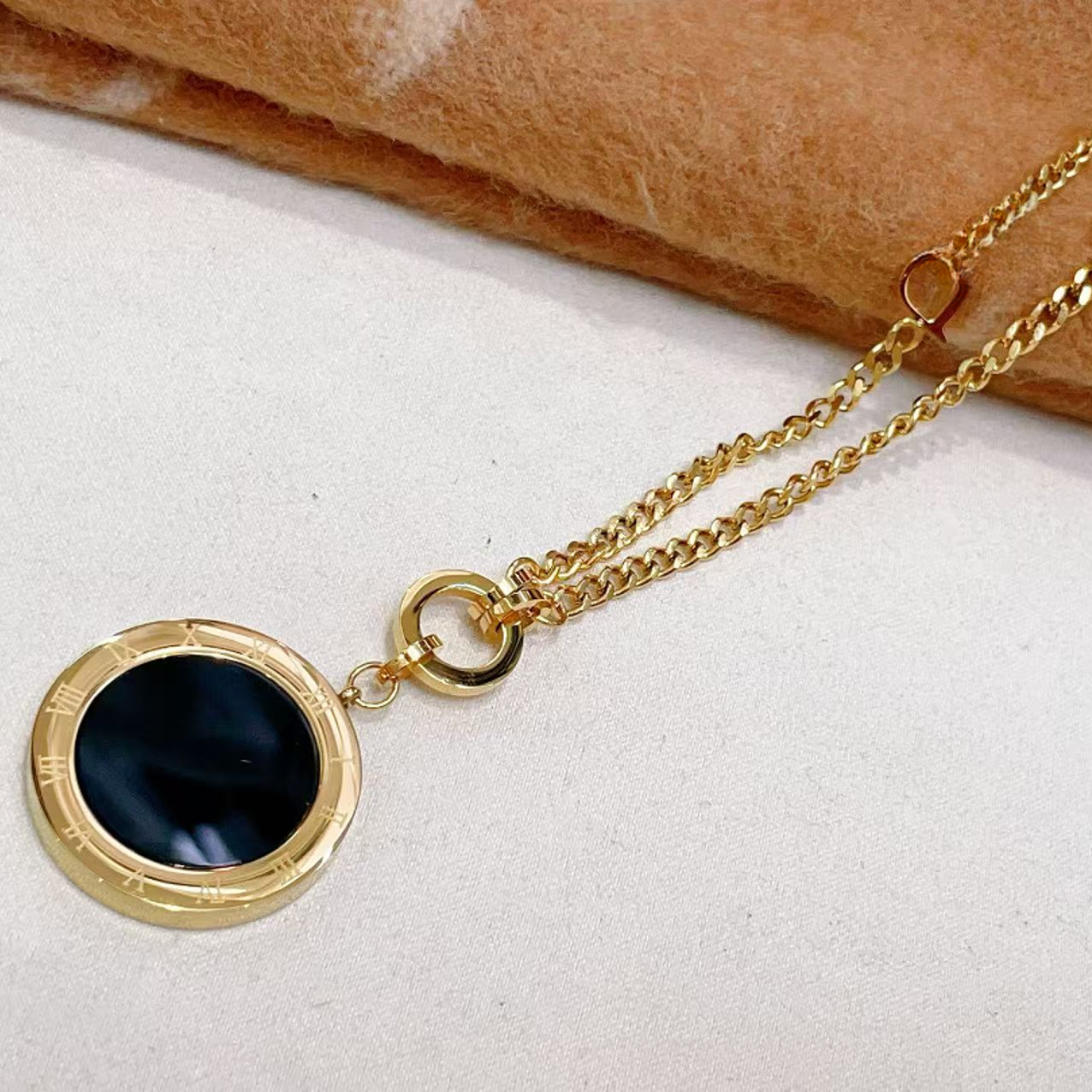 钛钢项链 阮大大高奢定制时尚百搭金色打底衫项链黑色2563