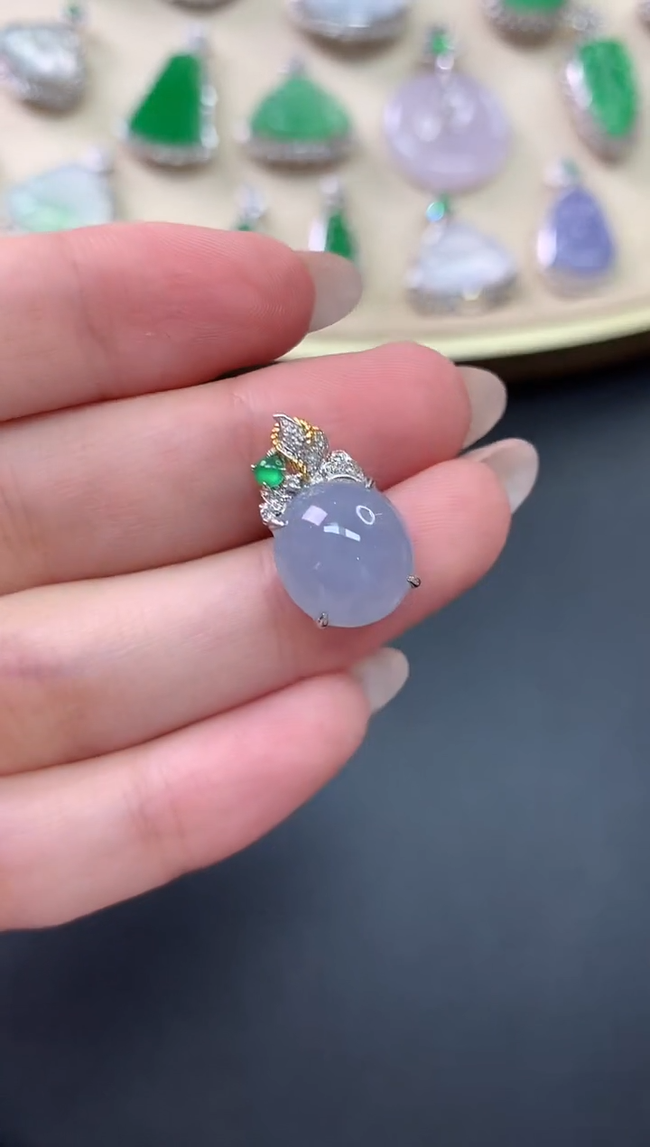 翡翠18K金镶嵌吊坠(不含链)X188|3980