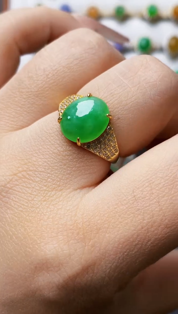 银S925镶嵌戒指翡翠0548