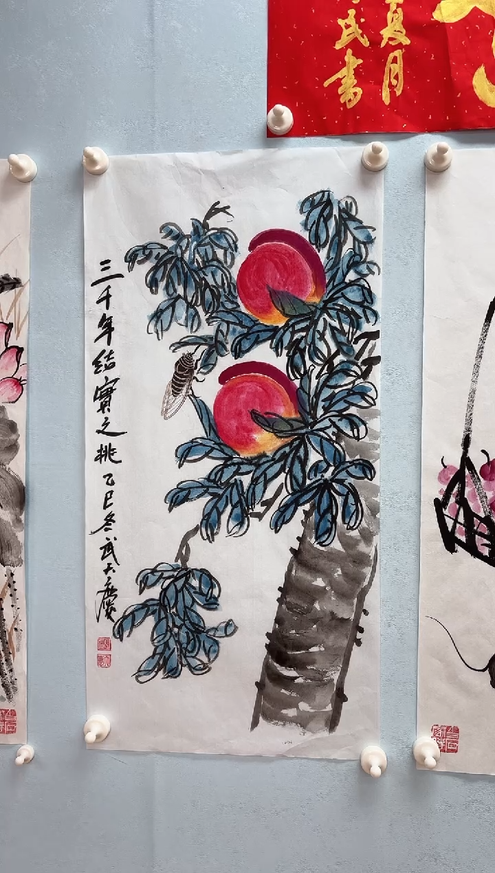 国画武天庆老师三千年结实之桃