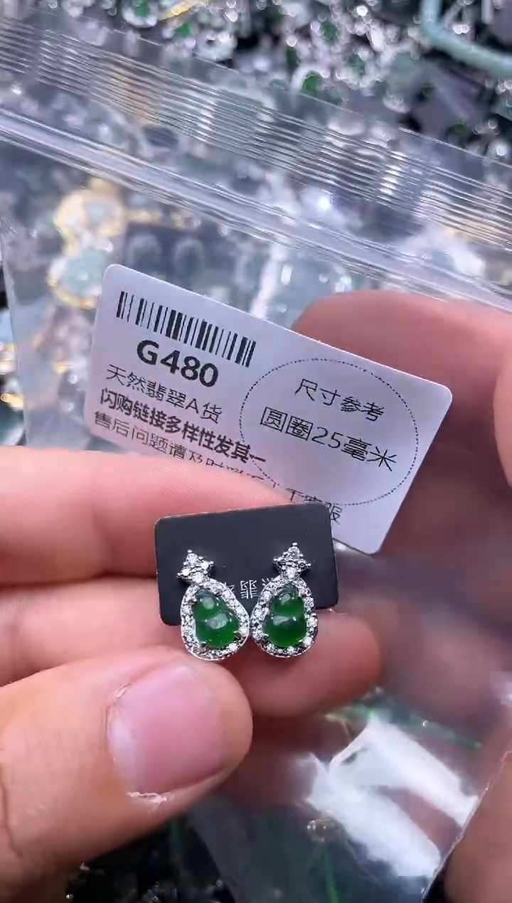 【闪购商品】翡翠颈饰未镶嵌G480耳钉