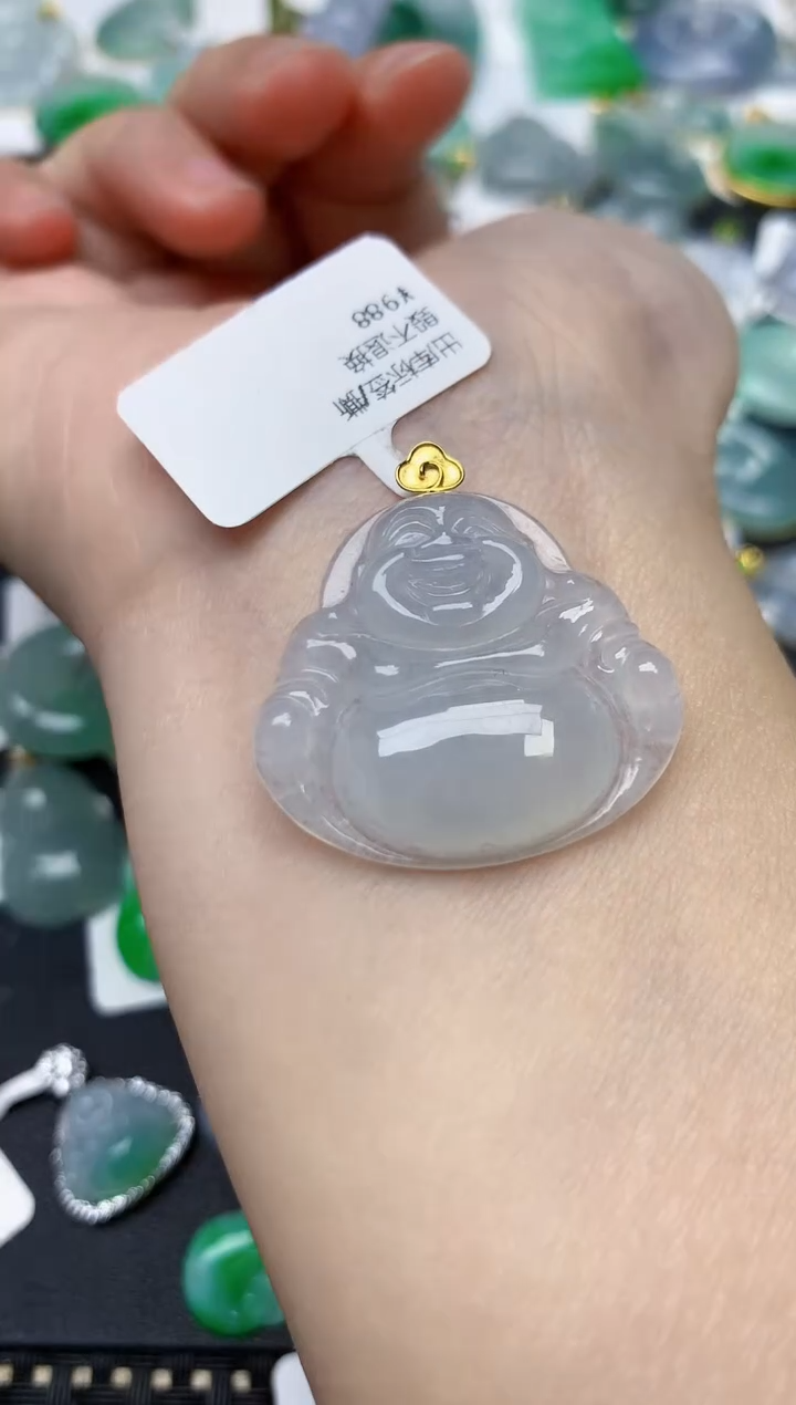 颈饰18K金镶嵌翡翠天然缅甸A货翡翠