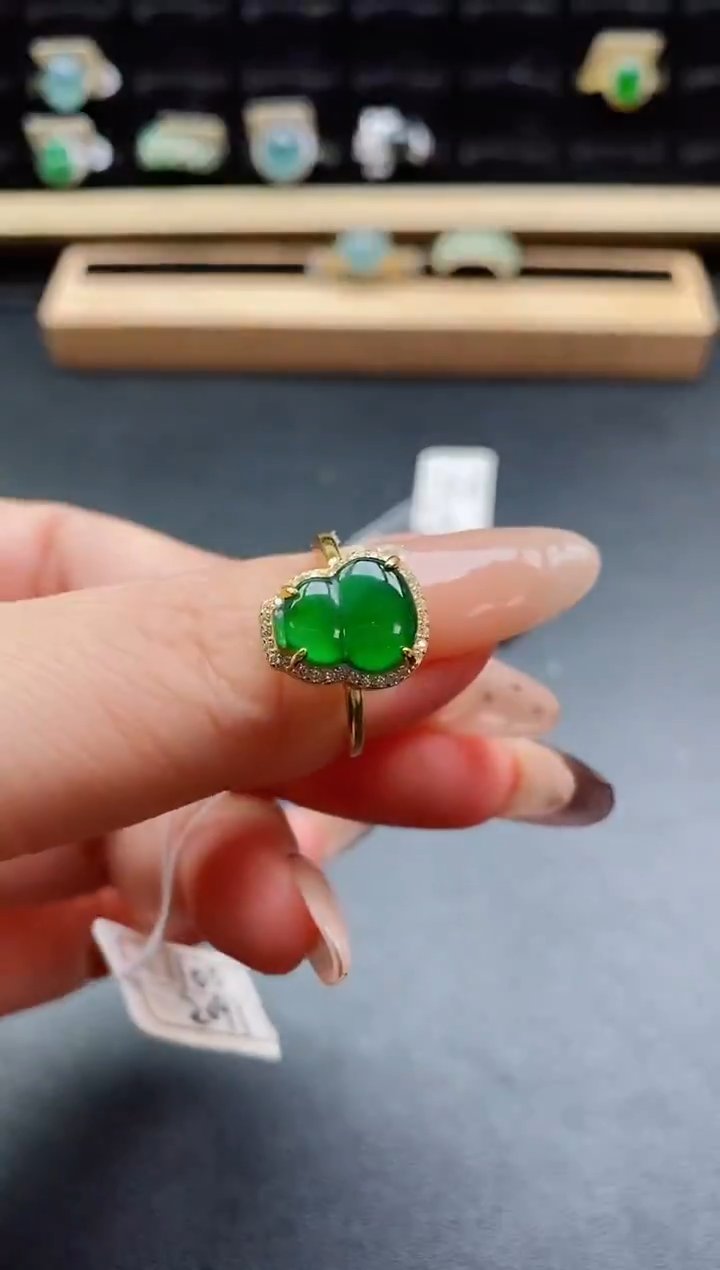 银S925镶嵌戒指翡翠1