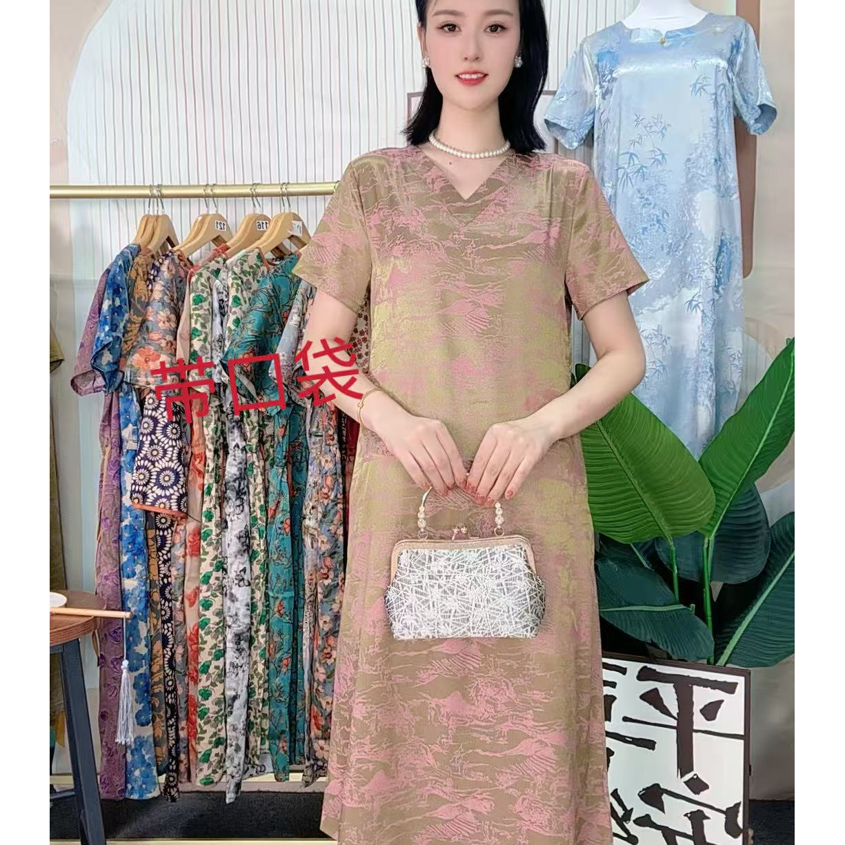 桃子夏季宽松连衣裙女装连衣裙裙子中长款中国风时尚9